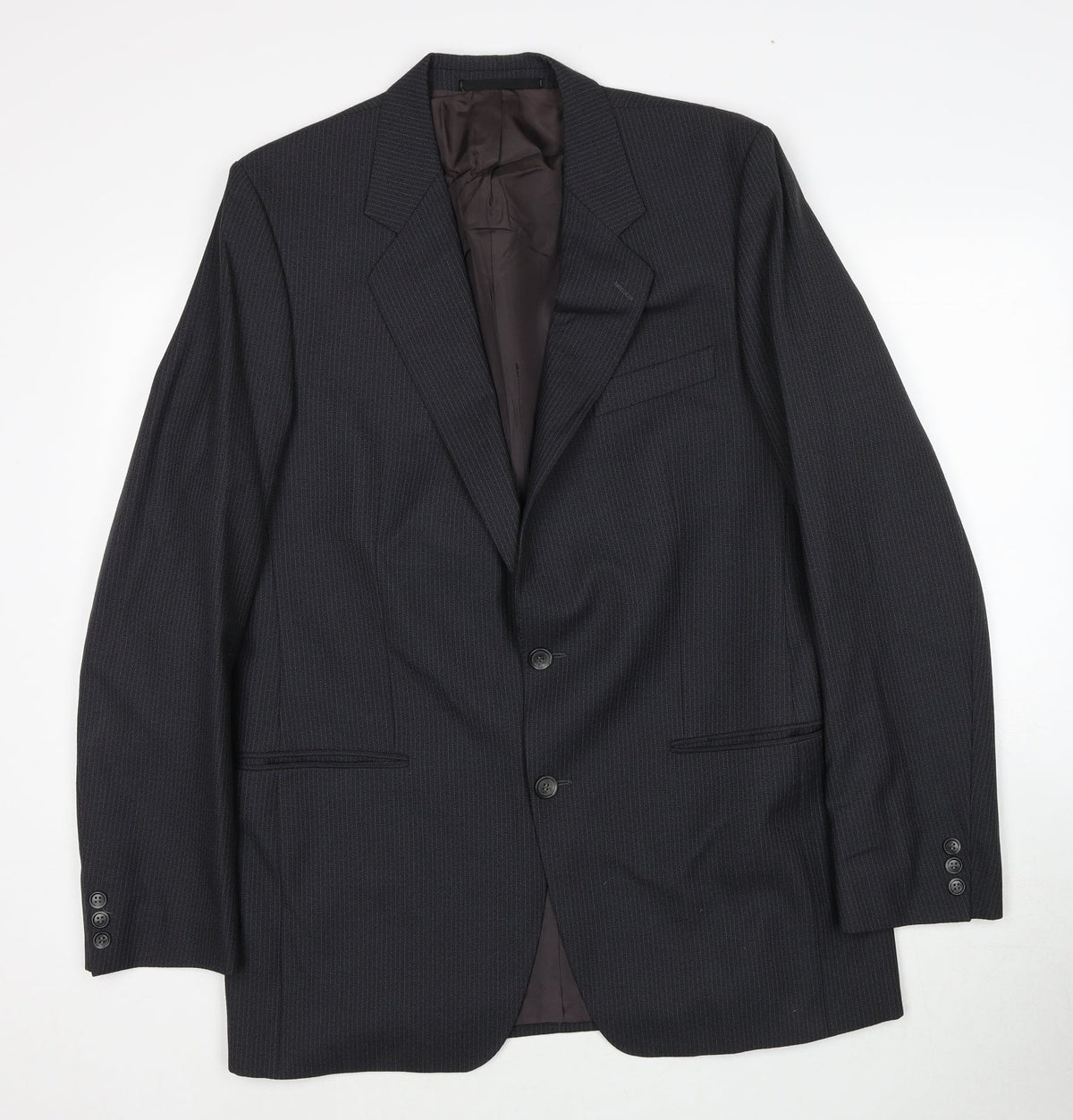 Cuningham Mens Grey Striped Polyester Jacket Suit Jacket Size 42 Regular