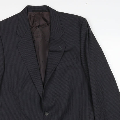 Cuningham Mens Grey Striped Polyester Jacket Suit Jacket Size 42 Regular