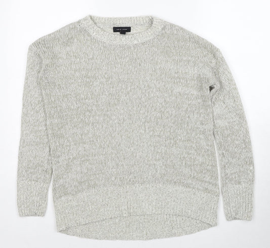New Look Womens Grey Round Neck Acrylic Pullover Jumper Size S