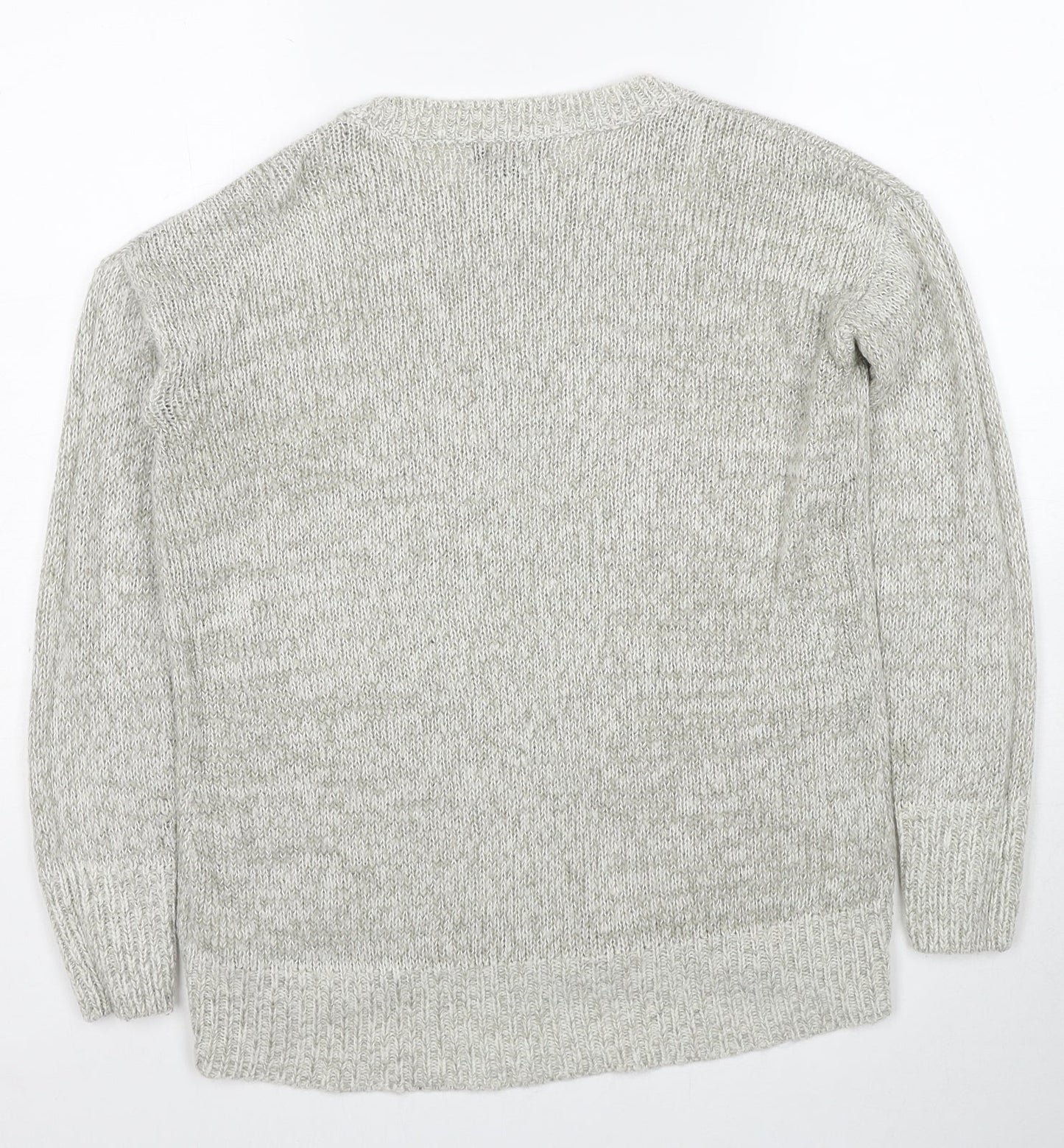 New Look Womens Grey Round Neck Acrylic Pullover Jumper Size S