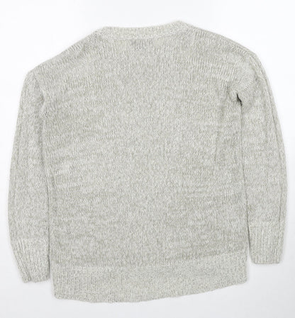 New Look Womens Grey Round Neck Acrylic Pullover Jumper Size S