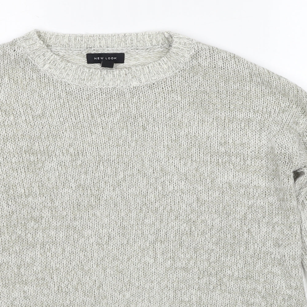 New Look Womens Grey Round Neck Acrylic Pullover Jumper Size S