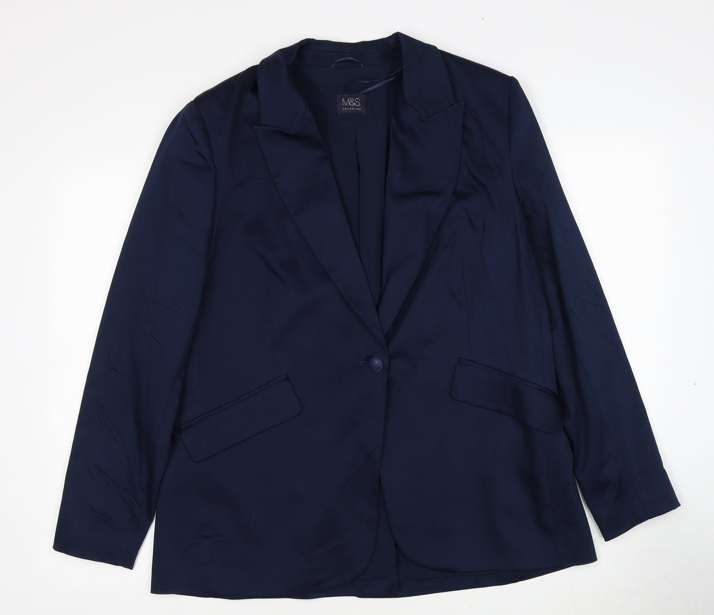Marks and Spencer Womens Blue Cotton Jacket Suit Jacket Size 16