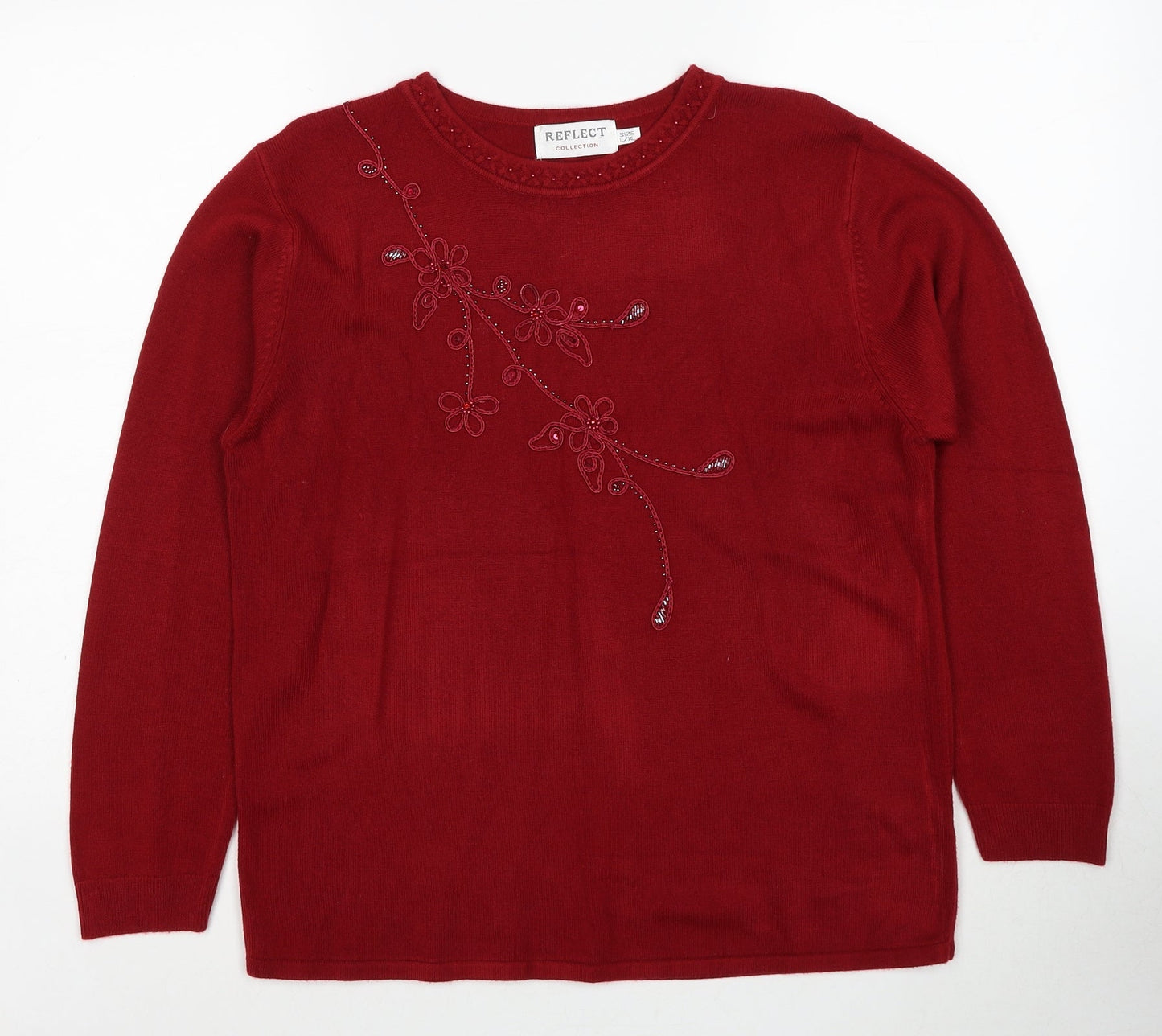 Womens UK Size L Reflect Red Pullover Jumper