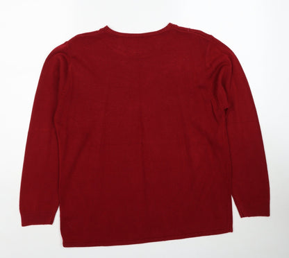 Womens UK Size L Reflect Red Pullover Jumper