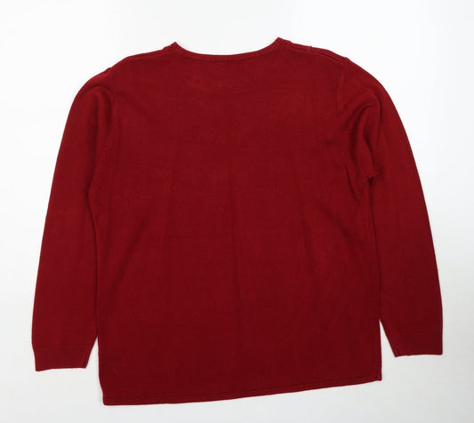 Womens UK Size L Reflect Red Pullover Jumper