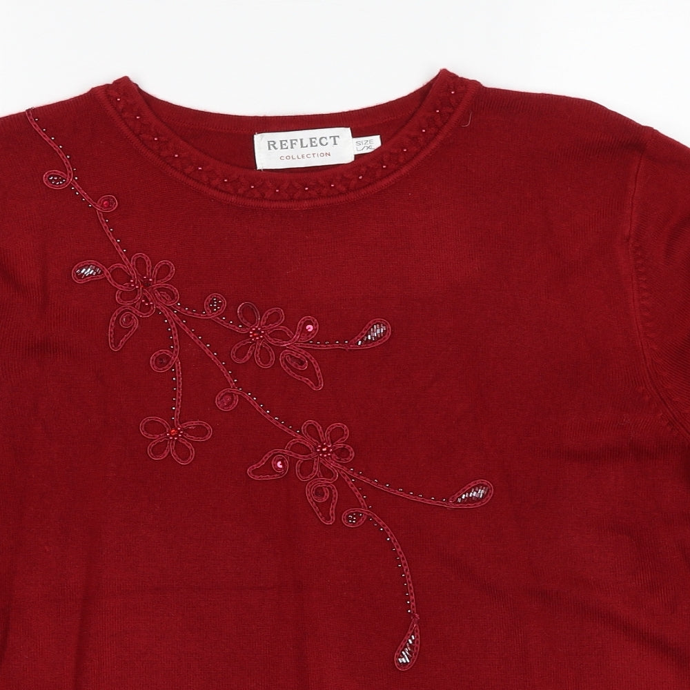 Womens UK Size L Reflect Red Pullover Jumper