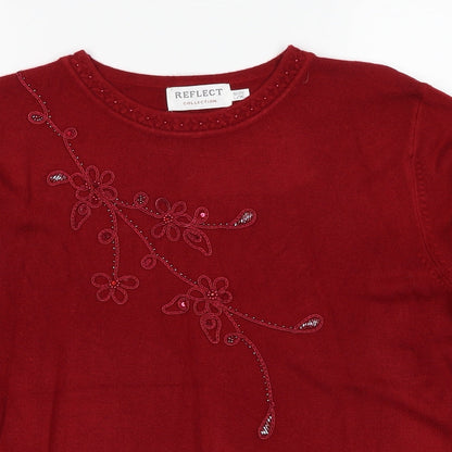 Womens UK Size L Reflect Red Pullover Jumper