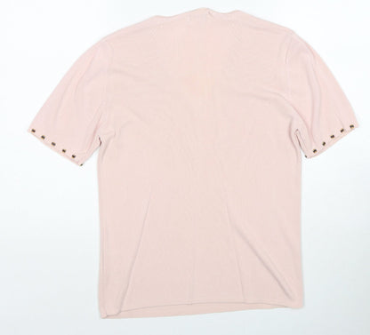 Lana Womens Pink V-Neck Viscose Pullover Jumper Size M