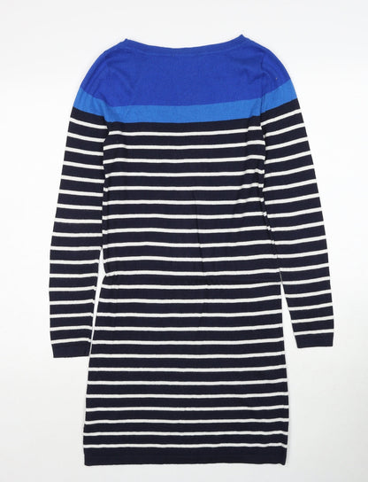 Smartset Womens Blue Striped Cotton Jumper Dress Size XS Round Neck Pullover