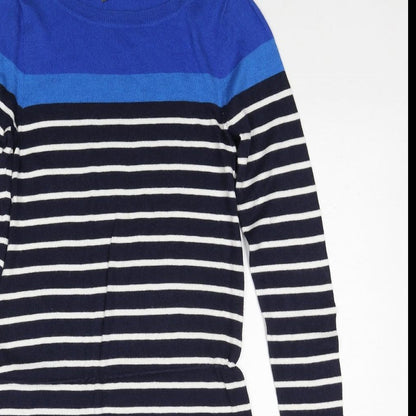 Smartset Womens Blue Striped Cotton Jumper Dress Size XS Round Neck Pullover