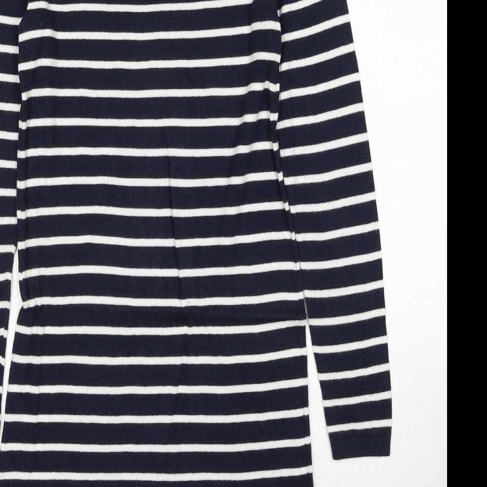 Smartset Womens Blue Striped Cotton Jumper Dress Size XS Round Neck Pullover