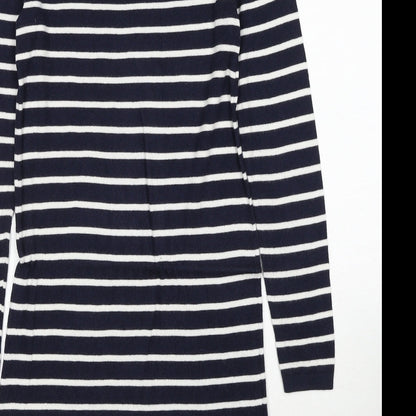 Smartset Womens Blue Striped Cotton Jumper Dress Size XS Round Neck Pullover