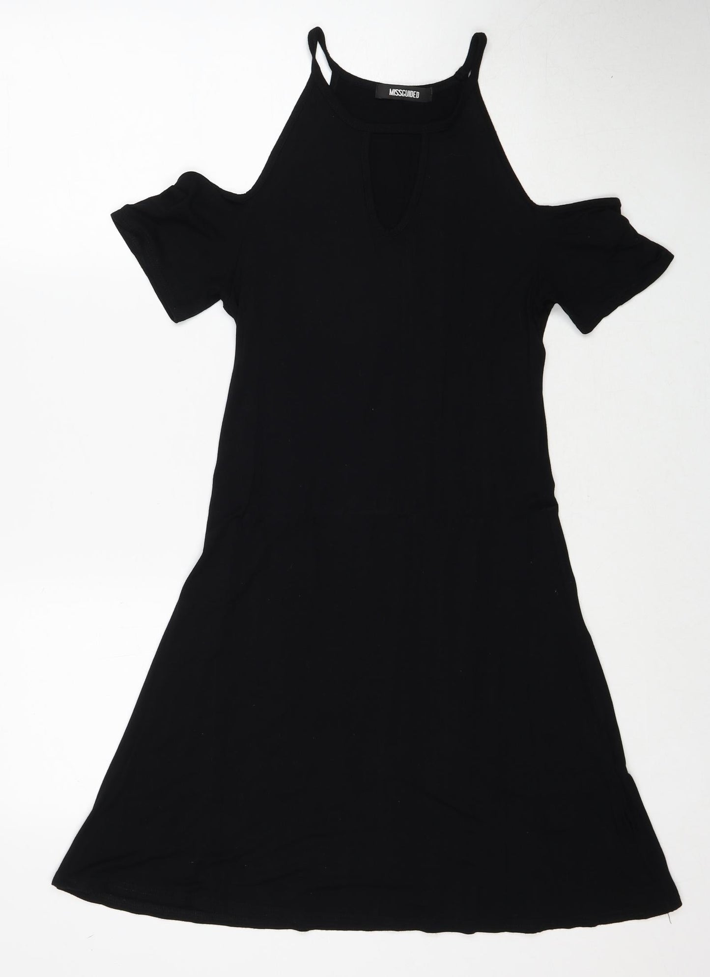 Missguided Womens Black Viscose Trapeze & Swing Size 10 Round Neck Pullover - Cold Shoulder