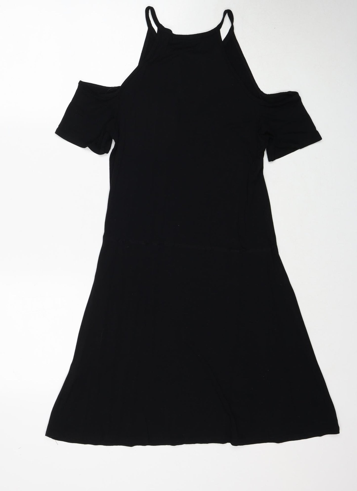 Missguided Womens Black Viscose Trapeze & Swing Size 10 Round Neck Pullover - Cold Shoulder