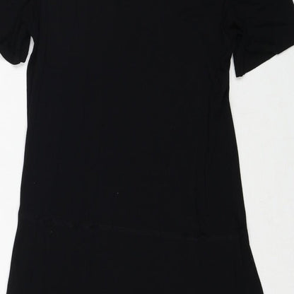 Missguided Womens Black Viscose Trapeze & Swing Size 10 Round Neck Pullover - Cold Shoulder