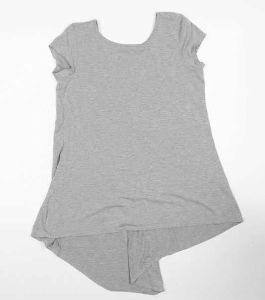 Papaya Womens Grey Polyester Basic T-Shirt Size 10 Round Neck