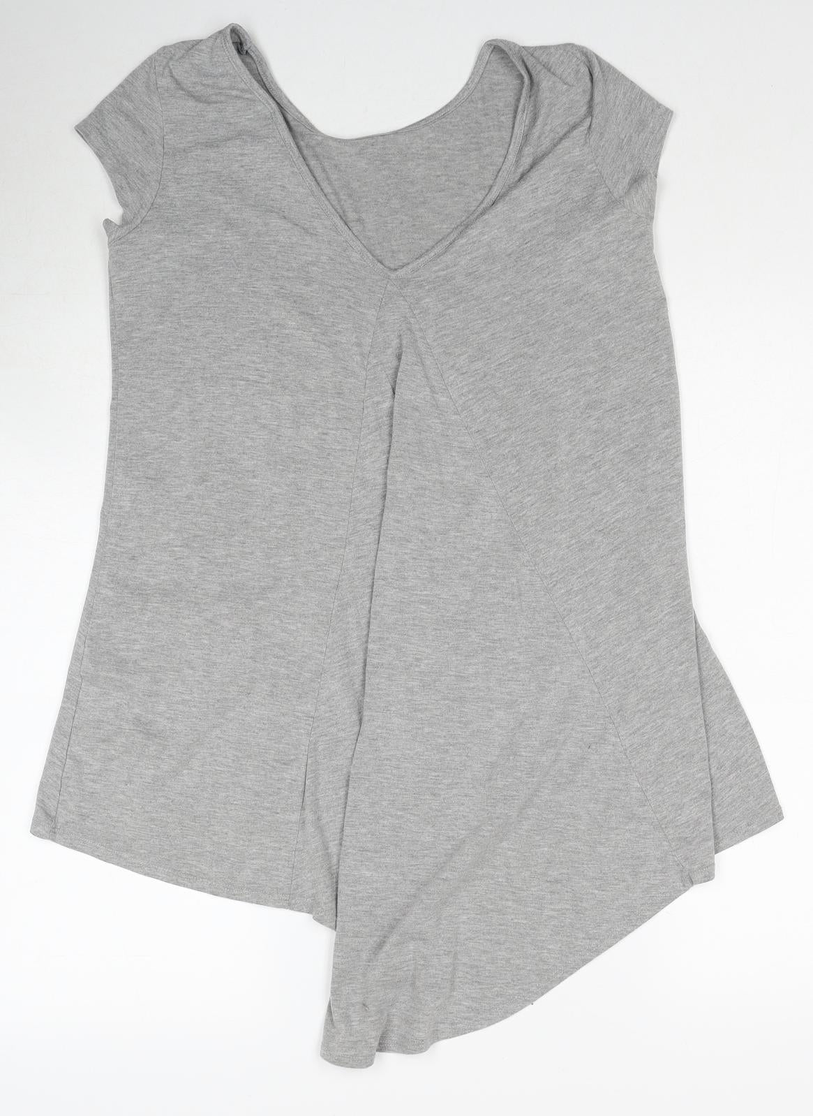 Womens UK Size 10 Papaya Grey Basic T-Shirt