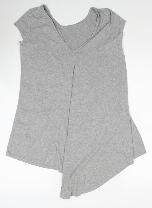 Papaya Womens Grey Polyester Basic T-Shirt Size 10 Round Neck