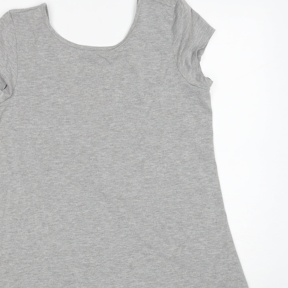 Womens UK Size 10 Papaya Grey Basic T-Shirt