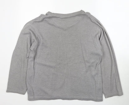 Ricci Mens Grey Round Neck Cotton Pullover Jumper Size M Long Sleeve