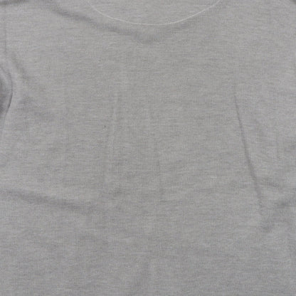 Ricci Mens Grey Round Neck Cotton Pullover Jumper Size M Long Sleeve