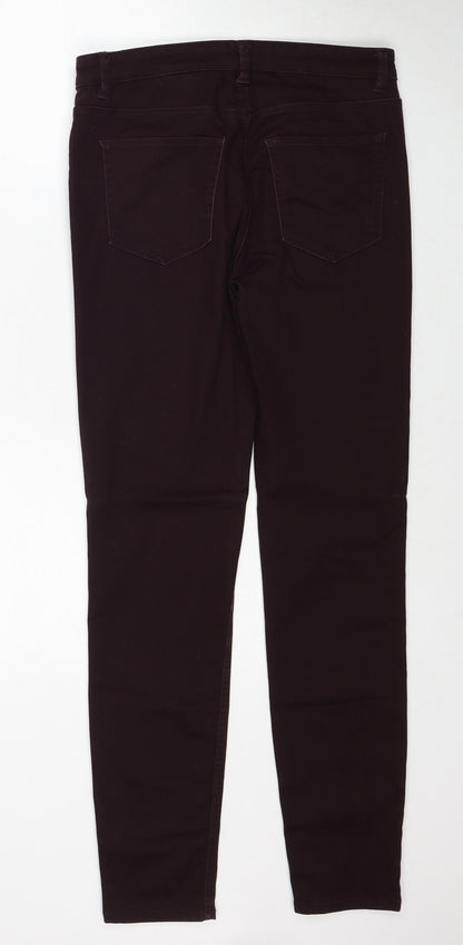 H&M Womens Red Cotton Skinny Jeans Size 12 Regular Zip