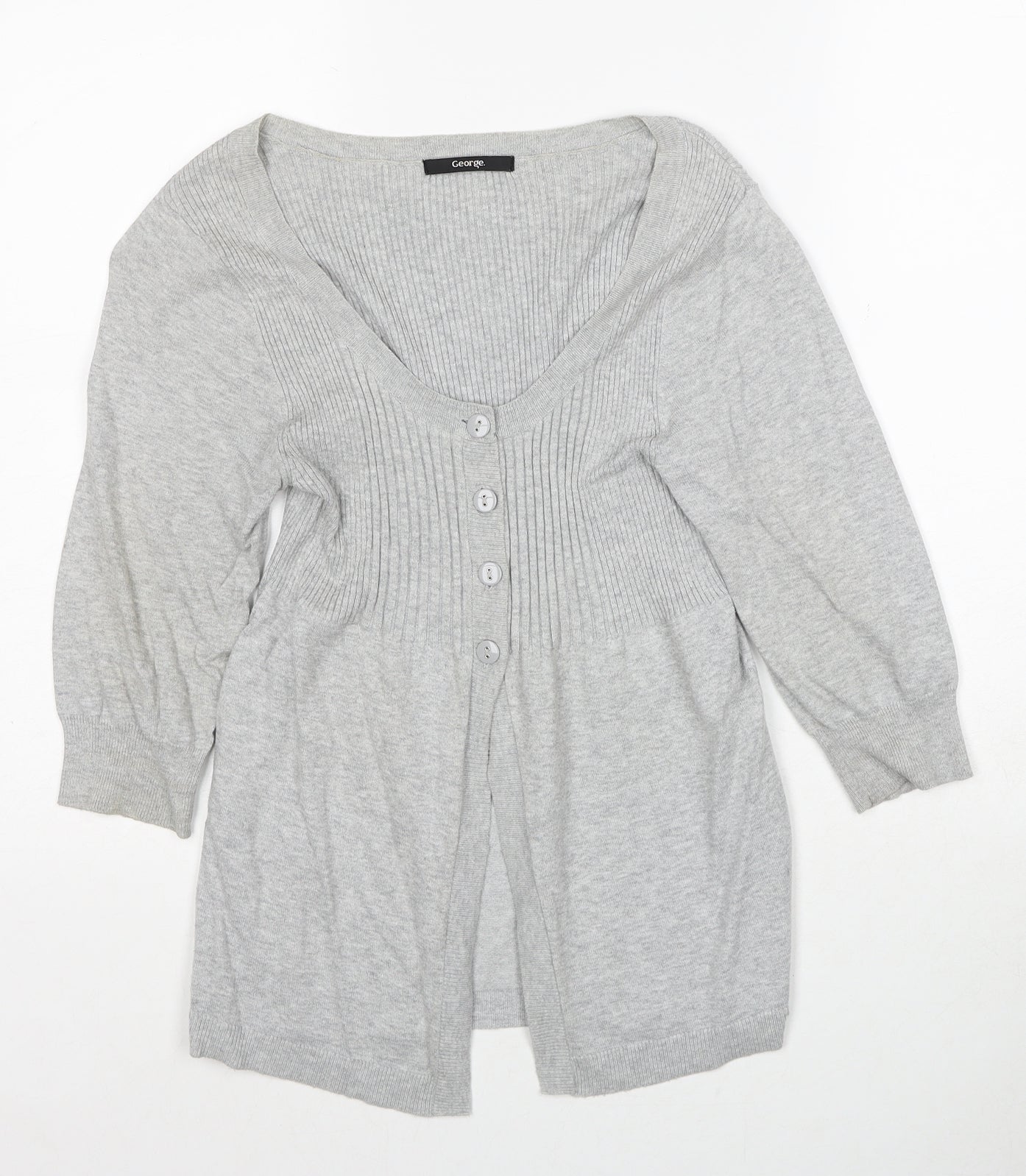 George Womens Grey Scoop Neck Cotton Pullover Jumper Size 10