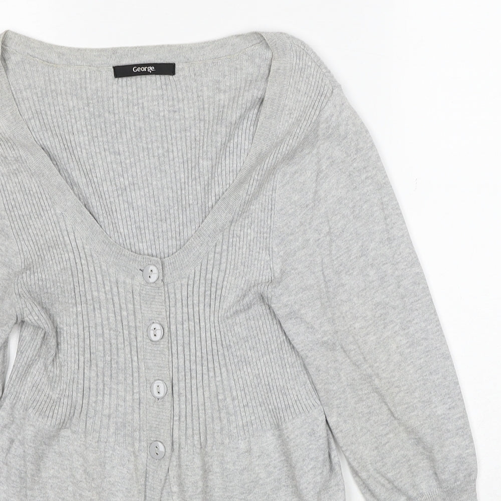 George Womens Grey Scoop Neck Cotton Pullover Jumper Size 10
