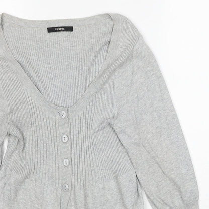 George Womens Grey Scoop Neck Cotton Pullover Jumper Size 10