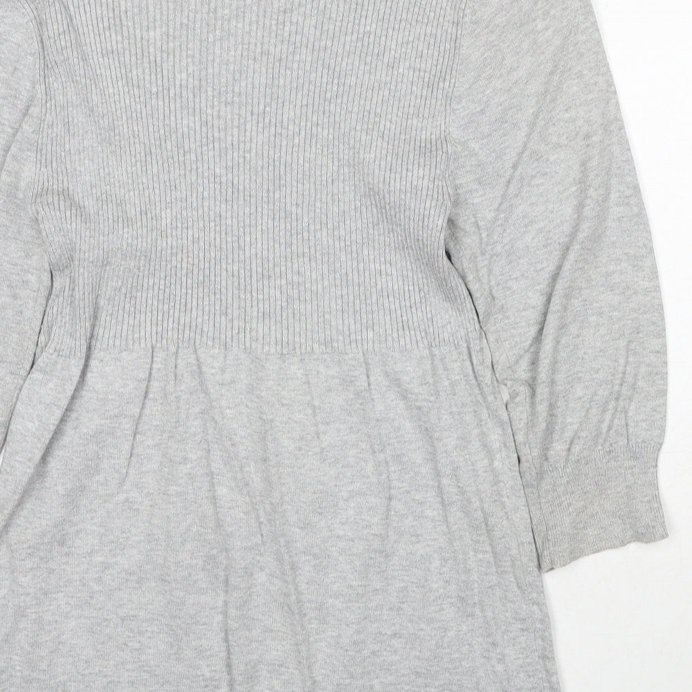 George Womens Grey Scoop Neck Cotton Pullover Jumper Size 10