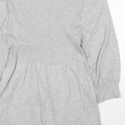 George Womens Grey Scoop Neck Cotton Pullover Jumper Size 10