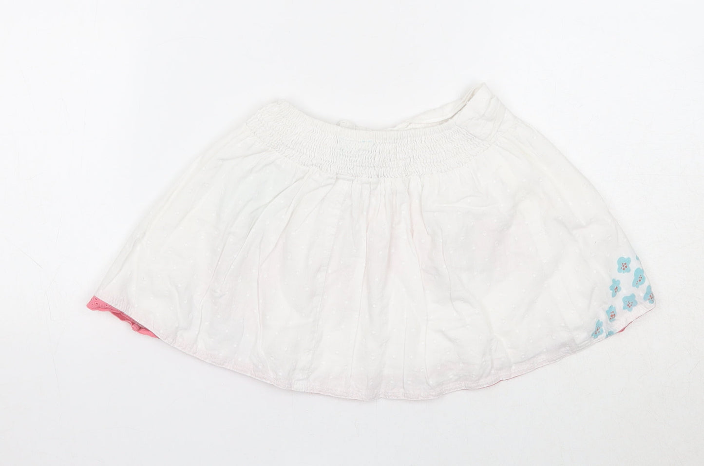 Uttam Kids Girls White Floral Cotton A-Line Skirt Size 5-6 Years Regular Pull On