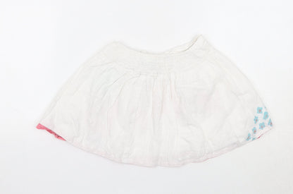 Uttam Kids Girls White Floral Cotton A-Line Skirt Size 5-6 Years Regular Pull On
