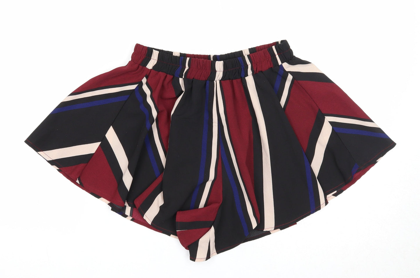 PRETTYLITTLETHING Womens Multicoloured Geometric Polyester Culotte Shorts Size 8 Regular Pull On