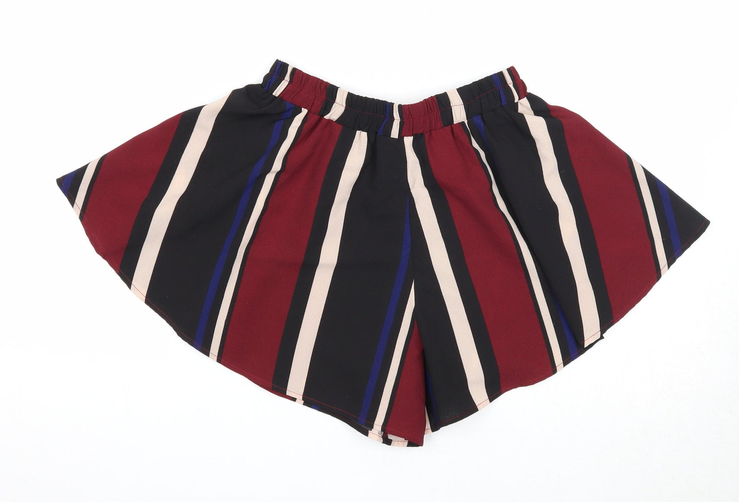 PRETTYLITTLETHING Womens Multicoloured Geometric Polyester Culotte Shorts Size 8 Regular Pull On