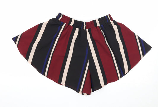 PRETTYLITTLETHING Womens Multicoloured Geometric Polyester Culotte Shorts Size 8 Regular Pull On