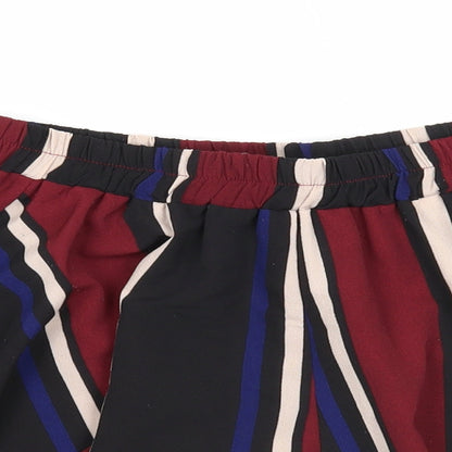 PRETTYLITTLETHING Womens Multicoloured Geometric Polyester Culotte Shorts Size 8 Regular Pull On