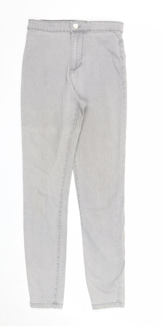 Denim & Co. Womens Grey Cotton Skinny Jeans Size 10 Regular Zip