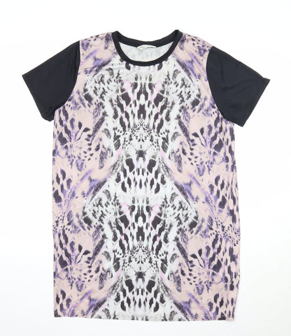Miss Selfridge Womens Multicoloured Geometric Polyester T-Shirt Dress Size 10 Round Neck Pullover