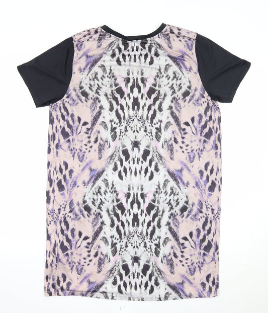 Miss Selfridge Womens Multicoloured Geometric Polyester T-Shirt Dress Size 10 Round Neck Pullover