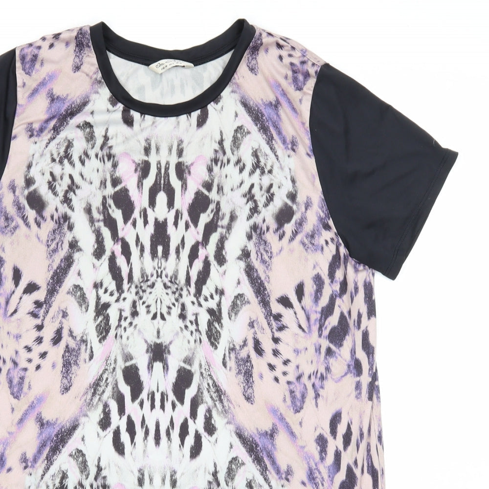 Miss Selfridge Womens Multicoloured Geometric Polyester T-Shirt Dress Size 10 Round Neck Pullover