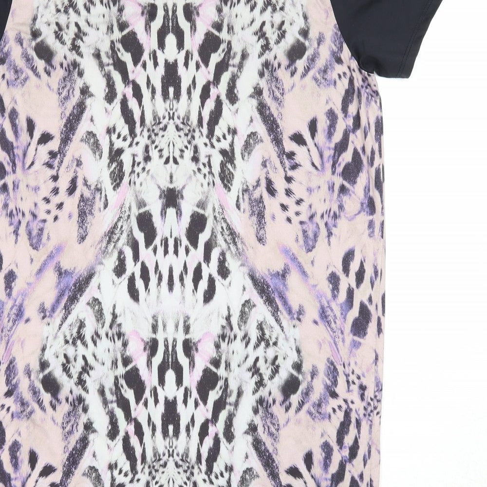 Miss Selfridge Womens Multicoloured Geometric Polyester T-Shirt Dress Size 10 Round Neck Pullover