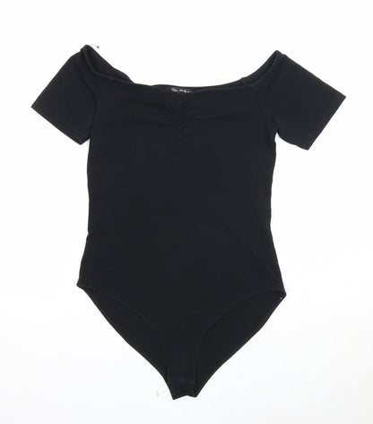 Miss Selfridge Womens Black Cotton Bodysuit One-Piece Size 10 Snap