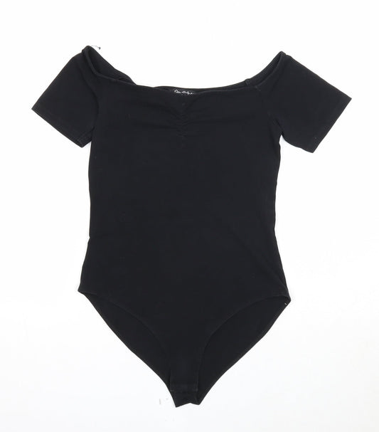 Miss Selfridge Womens Black Cotton Bodysuit One-Piece Size 10 Snap