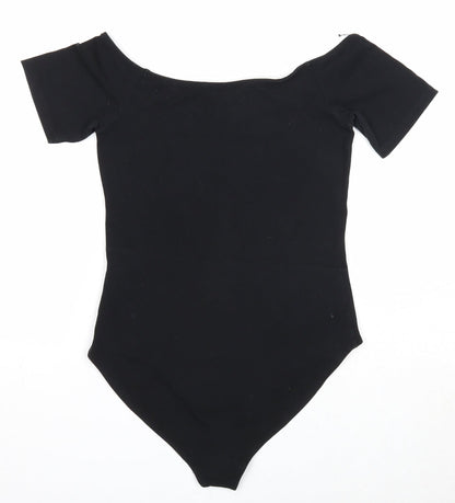 Miss Selfridge Womens Black Cotton Bodysuit One-Piece Size 10 Snap