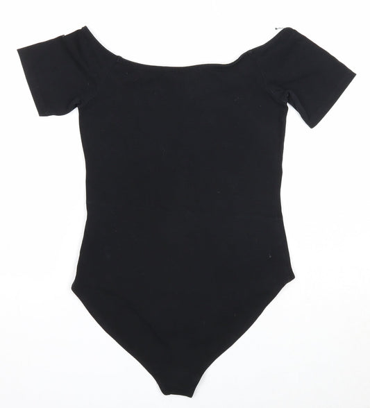 Miss Selfridge Womens Black Cotton Bodysuit One-Piece Size 10 Snap
