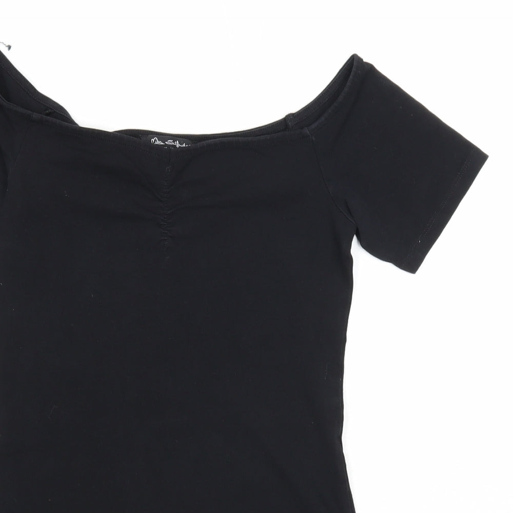 Miss Selfridge Womens Black Cotton Bodysuit One-Piece Size 10 Snap