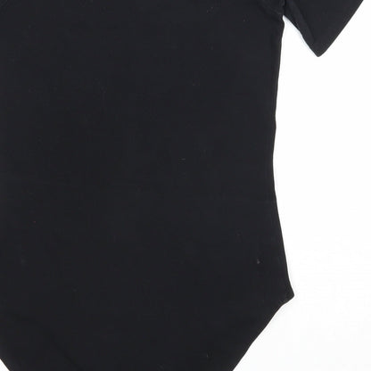 Miss Selfridge Womens Black Cotton Bodysuit One-Piece Size 10 Snap