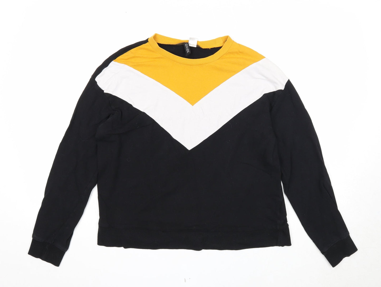 Divided Womens Black Colourblock Cotton Pullover Sweatshirt Size L Pullover